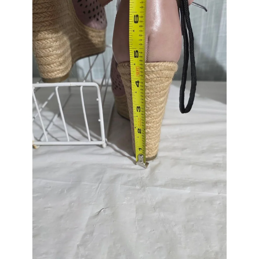 Women's Marc Fisher‎ Pink Beige Espadrille Wedge Sandals US 7